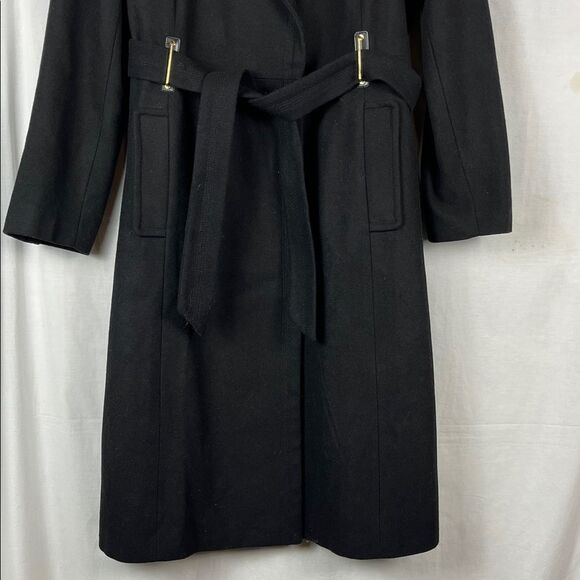 NWOT Worthington Black and Gold Wool Blend Belted Long Women's Trench Coat - Picture 2 of 11